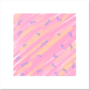 Pink red yellow watercolor abstract glitter art Posters and Art